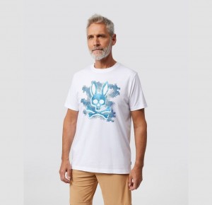 Tees Psycho Bunny Rockaway Graphic Hombre Blancos | QG1487625