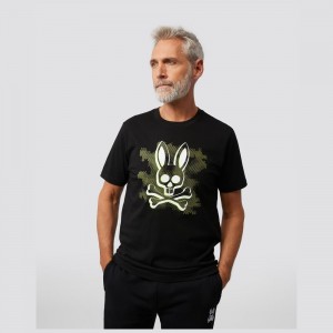 Tees Psycho Bunny Rockaway Graphic Tee Hombre Negros | JG8356190