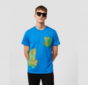 Tees Psycho Bunny Roxy Graphic Hombre Azules | XO8159362