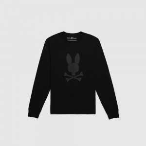 Tees Psycho Bunny Sacramento Long Sleeve Tee Niños Negros | ZE1250648