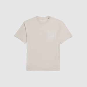 Tees Psycho Bunny Sacramento Relaxed Fit Tee Hombre 104 Natural Linen | FU1462357
