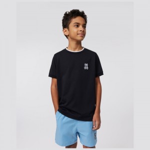 Tees Psycho Bunny Serge Fashion Tee Niños Negros | JO1703654