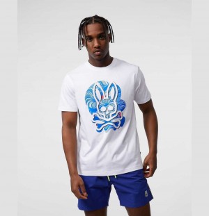 Tees Psycho Bunny Slaytor Graphic Tee Hombre Blancos | TK8234751
