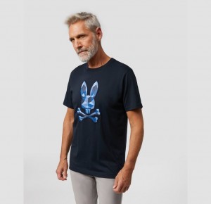 Tees Psycho Bunny Starwood Embroidered Graphic Hombre Azul Marino | VF0928541