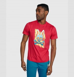Tees Psycho Bunny Surrell Graphic Tee Hombre 659 Bright Fuschia | KI3248619