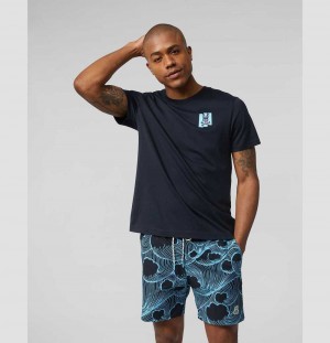 Tees Psycho Bunny Thames Two Sided Graphic Tee Hombre Azul Marino | UL2460357