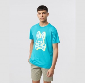 Tees Psycho Bunny Varick Crew Neck Graphic Hombre 446 Placid Sea | EH4168075