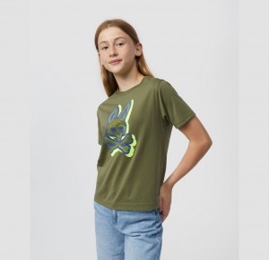 Tees Psycho Bunny Varick Graphic Niños Verde Oliva Oscuro | UE6418502