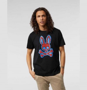 Tees Psycho Bunny Wardell Graphic Tee Hombre Negros | MI5624791