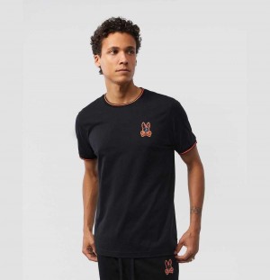 Tees Psycho Bunny Waverly Bunny Logo Tee Hombre Negros | RN9867320