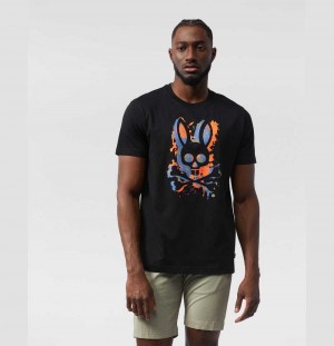 Tees Psycho Bunny Waverly Graphic Tee Hombre Negros | OG0382569